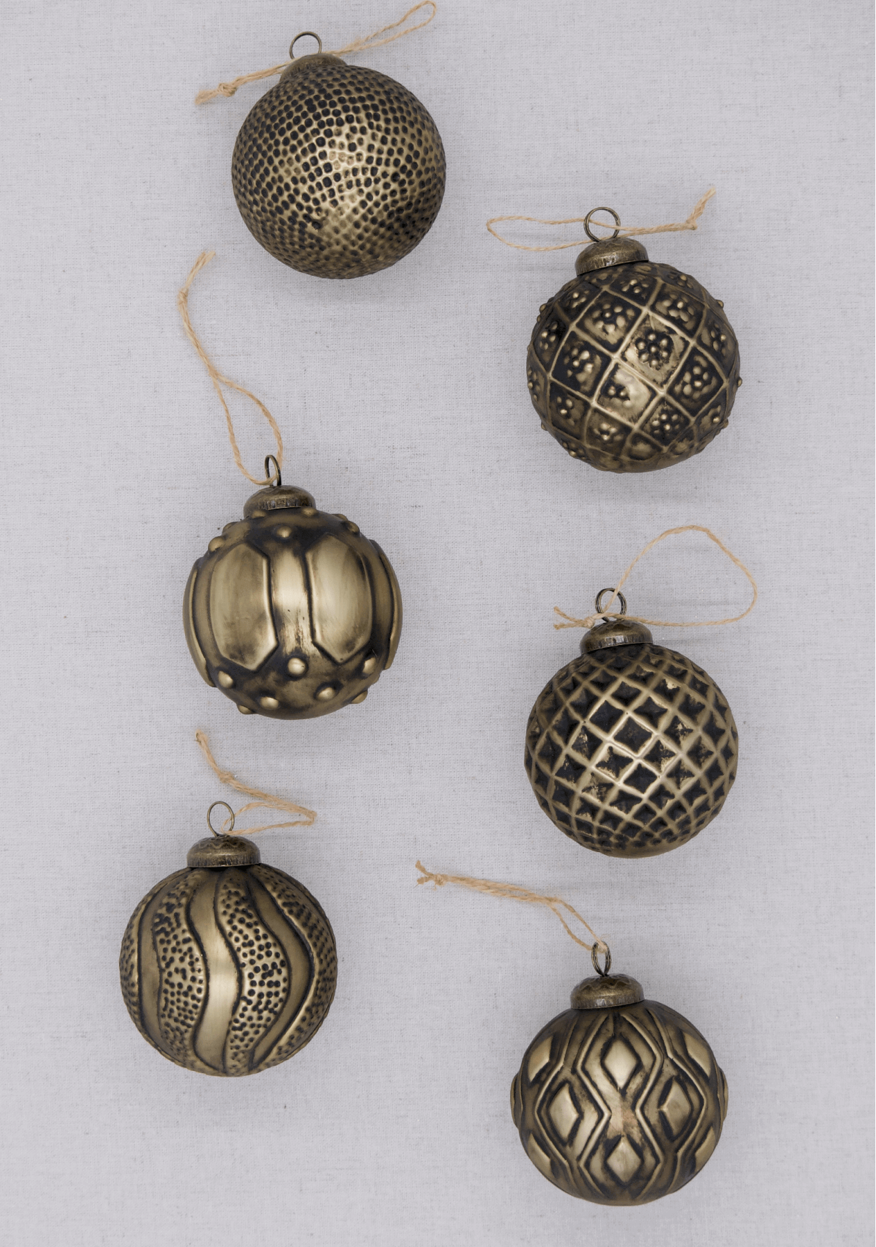 Conjunto de enfeites de vidro bronze envelhecido (pacote com 6)