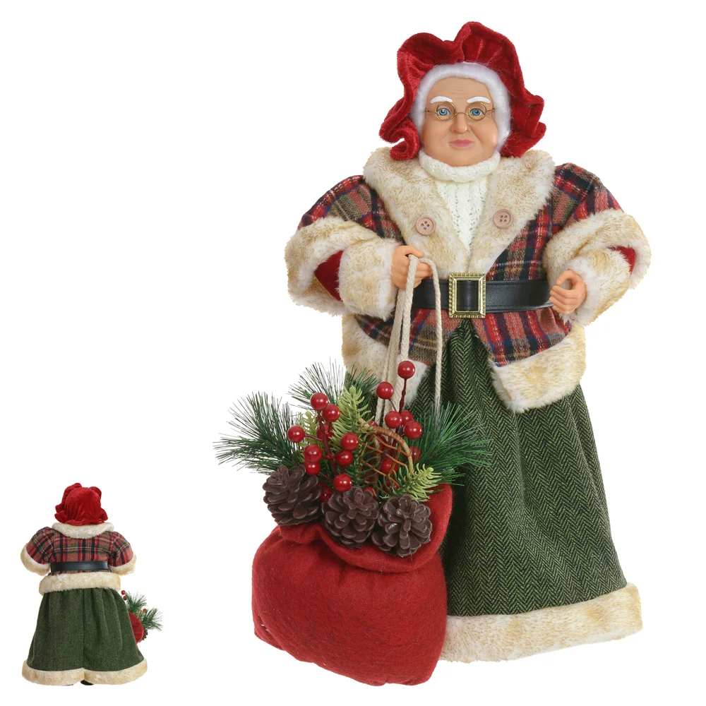 Mamãe Noel Xadrez vermelho e verde 45cm