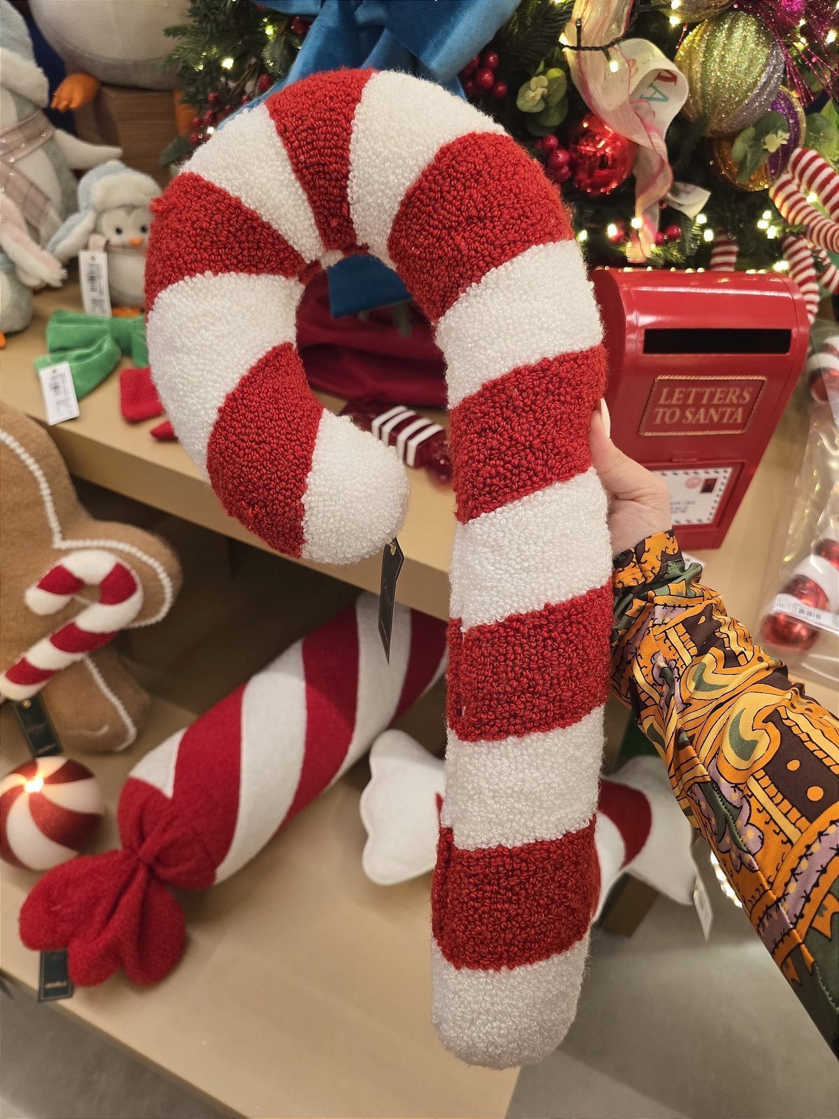 Almofada Candy Cane Vermelho e Branca 50cm