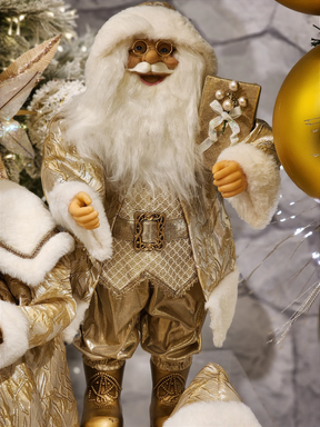 Papai Noel de luxo dourado 60cm